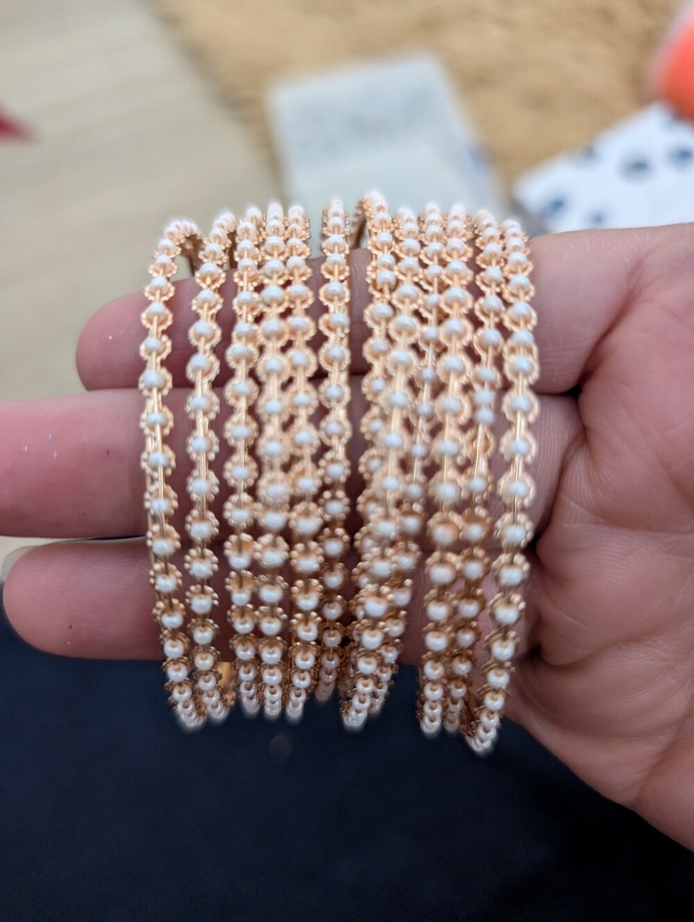 Indian Pearl Bangle Set x12 | Rose Gold Tone | Pearl | Bridal Wedding Bangles